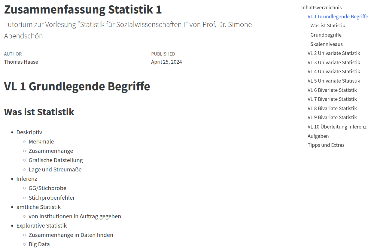 Statistics 1 Tutorial Materials